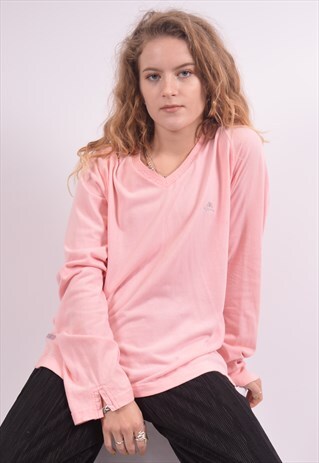ELLESSE WOMENS VINTAGE HOODED TOP MEDIUM PINK 90S