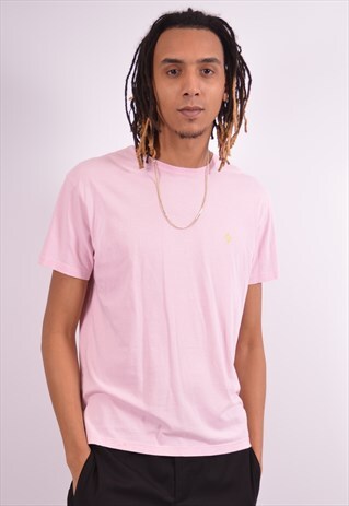 POLO RALPH LAUREN MENS VINTAGE T-SHIRT TOP MEDIUM PINK 90S