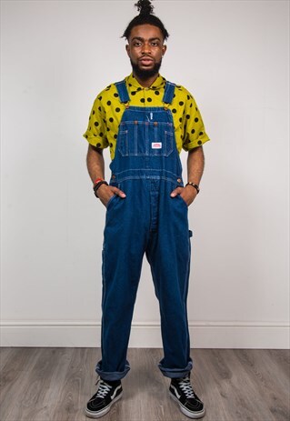 90'S DARK DENIM VINTAGE DUNGAREES OVERALLS