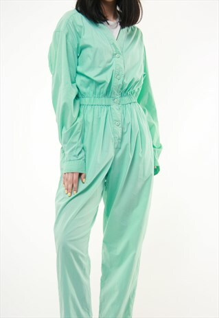 80S VINTAGE MINT OVERSIZED COTTON JUMPSUIT 750