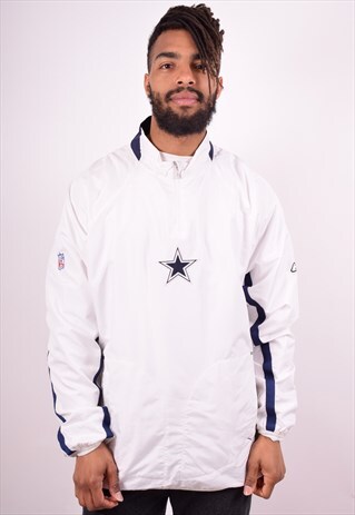 REEBOK MENS VINTAGE COWBOYS PULLOVER JACKET XL WHITE 90S