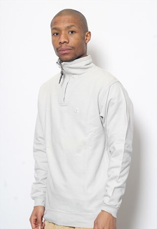 VINTAGE CHAMPION 1/4 ZIP LOGO SWEATSHIRT BEIGE