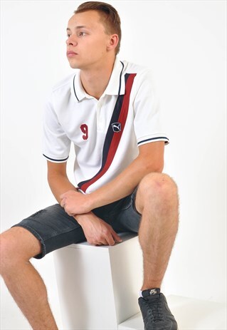 VINTAGE PUMA POLO SHIRT IN WHITE