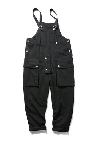 Cargo pocket dungarees high quality work wear overalls black