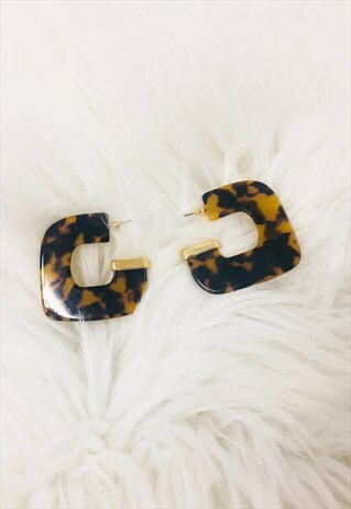 GEO GOLD LEOPARD PRINT EARRINGS