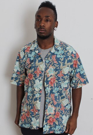 VINTAGE POLO RALPH LAUREN FLORAL PRINT SHIRT SMALL