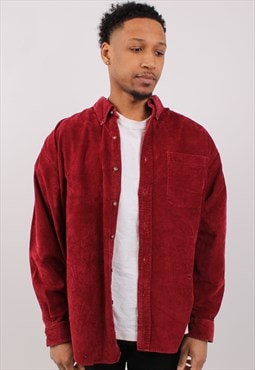 Vintage Men's Eddie Bauer Burgundy Corduroy Shirt