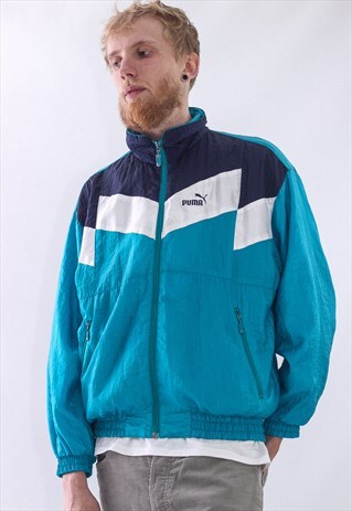 VINTAGE MENS PUMA TRACK SUIT WINDBREAKER LOGO JACKET