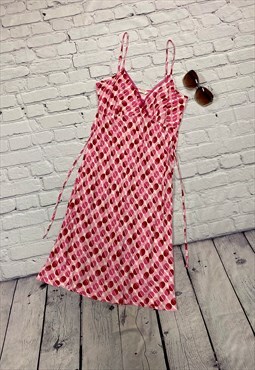 Y2K Pink & Red Patterned Dress Size 10