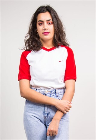 VINTAGE 90'S NIKE WHITE V-NECK T-SHIRT