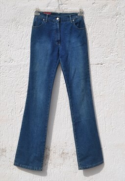 Vintage 90s blue high waist flared bootcut stretch jeans