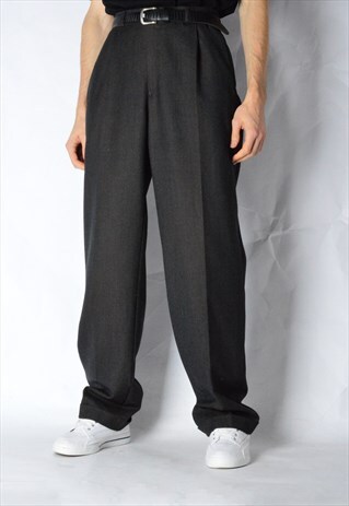 VINTAGE 90S DARK BROWN WOOL BLEND PANTS