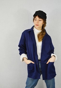 French Cotton Chore Work Jackets Navy Blue