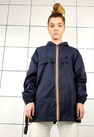 VINTAGE NAVY BLUE K-WAY WINDBREAKER JACKET