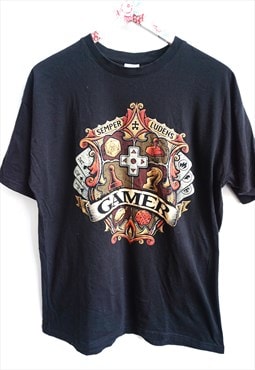 Vintage T-shirt, Oversized, Black, Graphic Tee Gamer Chess