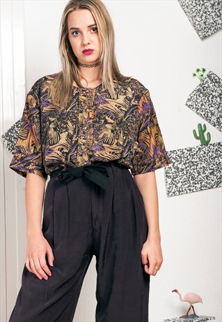 JUNGLE PRINT TOP - 80S VINTAGE BLOUSE
