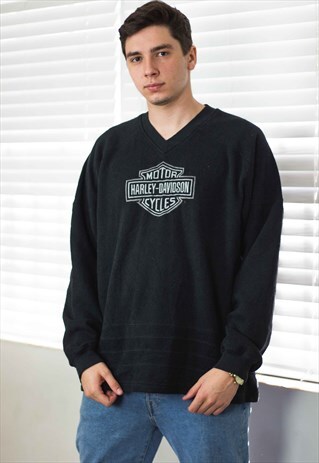VINTAGE HARLEY DAVIDSON SWEATSHIRT JUMPER LOGO 90S XL 19.1