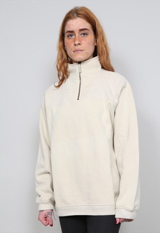 VINTAGE 90'S CHAMPION OVERSIZED BEIGE ZIP UP SWEATER