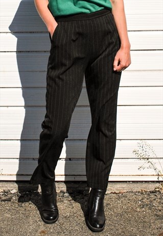 VINTAGE 90S BLACK PINSTRIPE TROUSERS