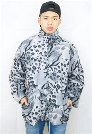 CRAZY PRINT ZIP UP FLEECE TOP (1990'S)