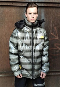 Transparent bomber clear seethough rubber feel puffer jacket
