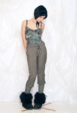 VINTAGE Y2K CAPRI TROUSERS IN GREY