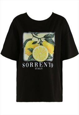 Lemon Round Neck T-Shirt In Black 