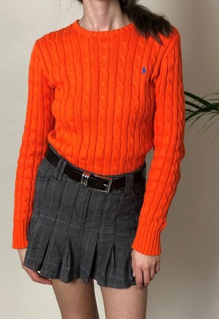 90'S VINTAGE RALPH LAUREN KNITTED SWEATER IN ORANGE