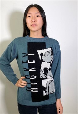 Vintage 90s knitting Mickey Mouse grey jumper 