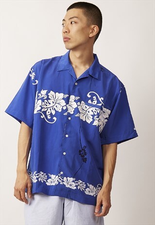VINTAGE OCEAN BLUE 90'S HAVAIIAN SHIRT