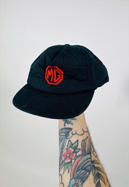 Vintage 80s MG Embroidered Black Trucker Cap