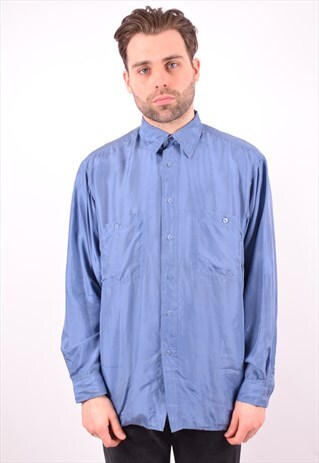 MENS VINTAGE SHIRT MEDIUM BLUE 90'S