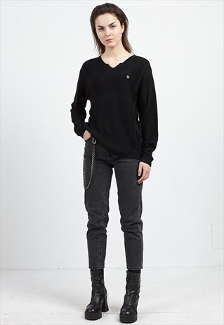 VINTAGE BLACK DOLCE&GABBANA V-NECK KNIT JUMPER SWEATER
