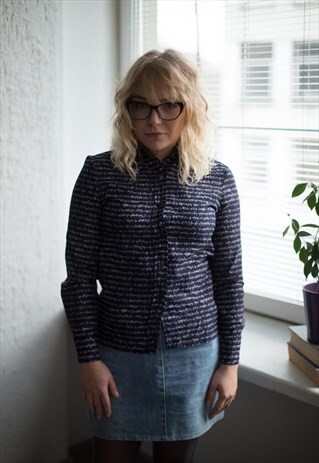 VINTAGE 90'S NAVY PATTERNED SHIRT