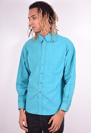 VERSACE MENS VINTAGE SHIRT LARGE BLUE 90'S