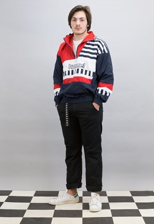 VINTAGE 90'S RED & BLUE HUMMEL 1/4 ZIP TRACK TOP