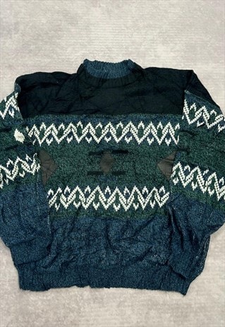 VINTAGE ABSTRACT KNITTED JUMPER WOMEN'S XL