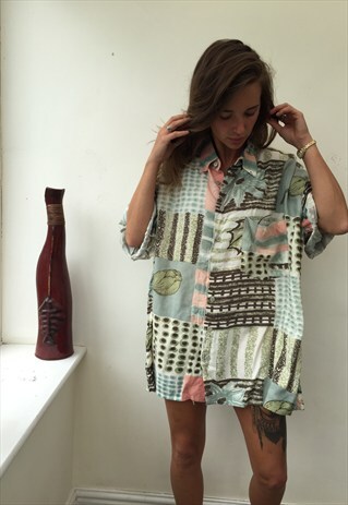 CRAZY PATTERNED OVERSIZED RETRO VINTAGE FESTIVAL SHIRT