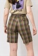 VINTAGE PLEATED SHORTS IN PLAID PATTERN