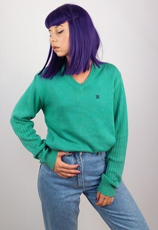 VINTAGE ADIDAS UNISEX SWEATER IN LIGHT TEAL