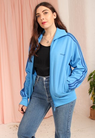 VINTAGE 80S ADIDAS TRACK JACKET IN BLUE