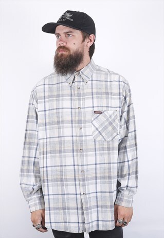VINTAGE GREY MARLBORO FLANNEL SHIRT