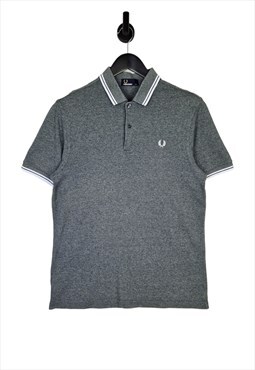 Men's Fred Perry Twin Tipped Polo Shirt In Grey Size Medium