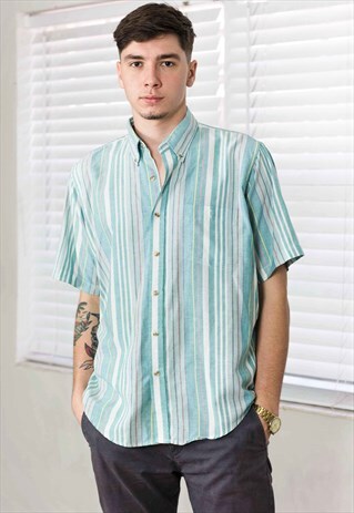 VINTAGE REGATTA STRIPED SHIRT LOGO 90S L 7.8