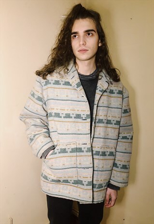 90S VINTAGE PASTEL ETHNIC PATTERNED JACKET
