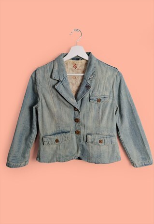VINTAGE 90'S FITTED LIGHT-WASH COTTON DENIM JACKET