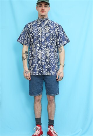 90S VINTAGE BLUE HAWAIIAN SURF SHIRT