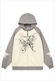 GRAFFITI HOODIE GRUNGE PULLOVER STAR PRINT TOP GREY PURPLE