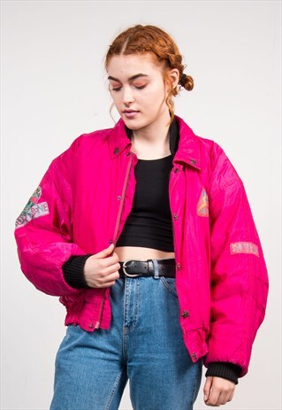 VINTAGE 90'S HOT PINK BRIGHT SKI COAT
