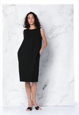 Black Backless Midi Oversized Dress